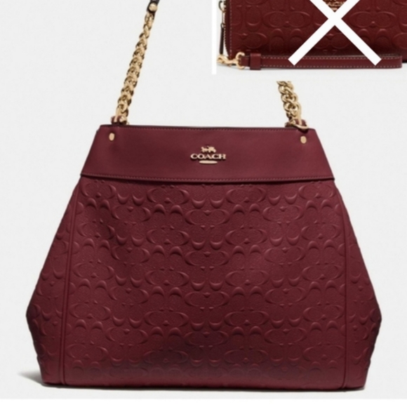 New COACH SIGNATURE LEATHER SHOULDER Bag Purse Handbag - Picture 2 of 10